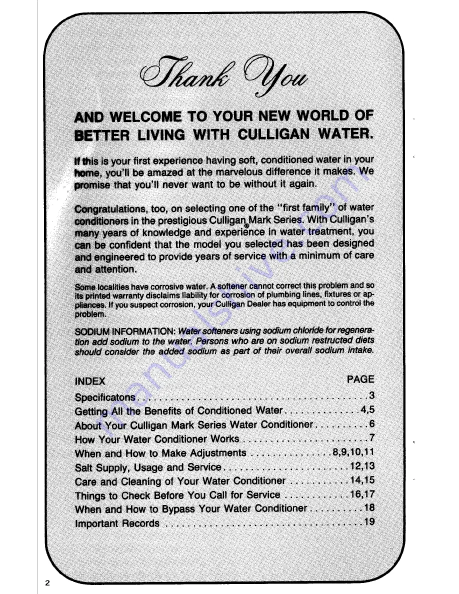 Culligan Mark 512 Use And Care Manual Download Page 2