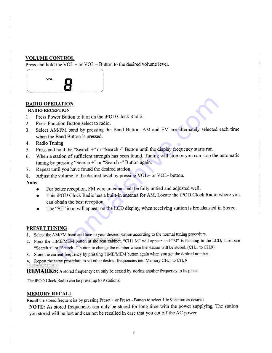 Curtis iP210 User Manual Download Page 8