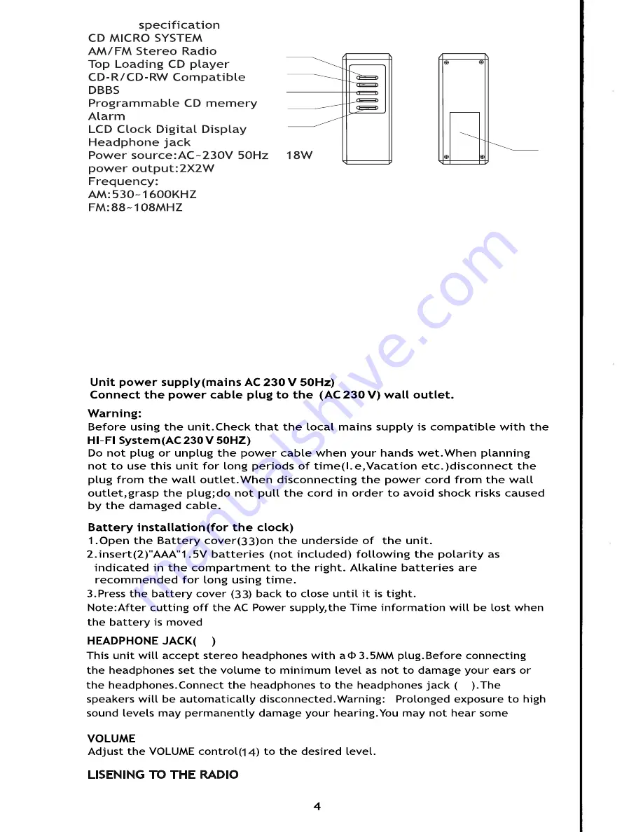 Curtis RCD635UK Скачать руководство пользователя страница 5