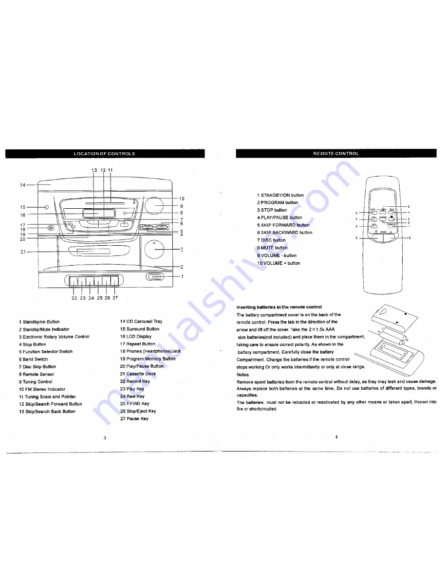 Curtis RCD855 Instruction Manual Download Page 3