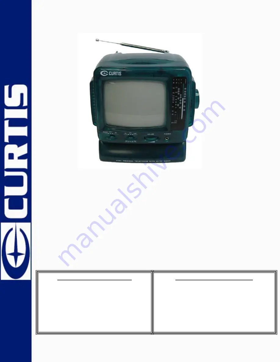 Curtis RT102 Specification Sheet Download Page 1