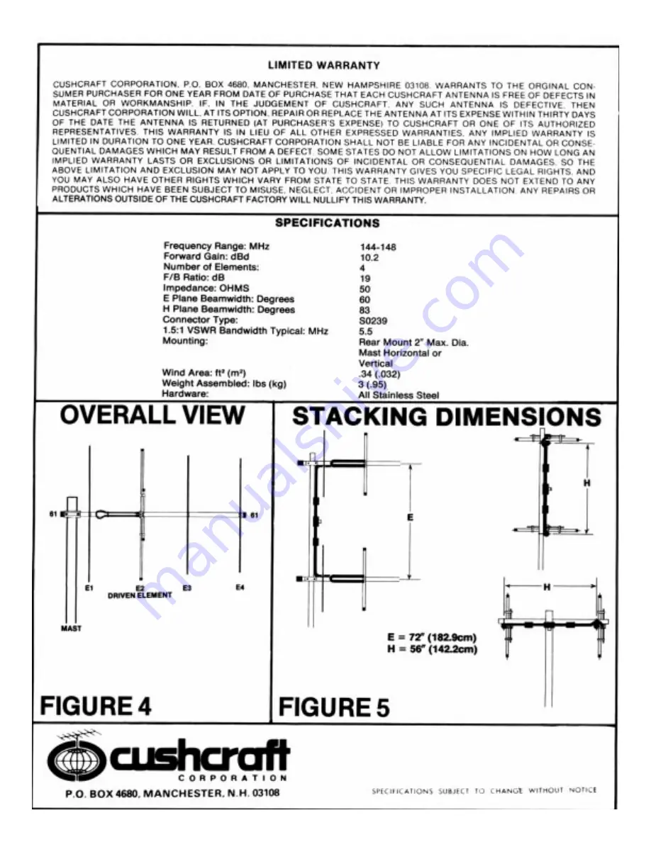 CUSHCRAFT 124WB Boomer User Manual Download Page 4