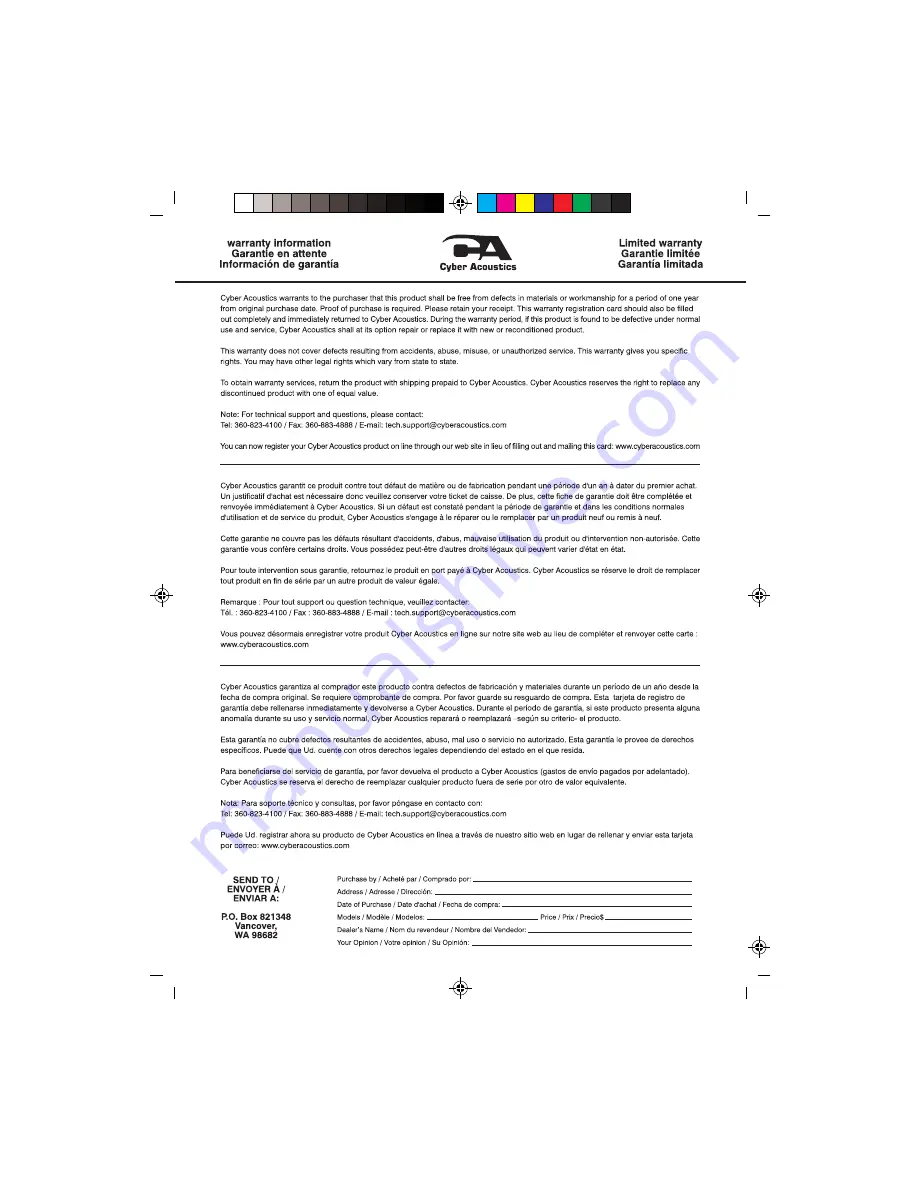 Cyber Acoustics AC-8020 Owner'S Manual Download Page 5