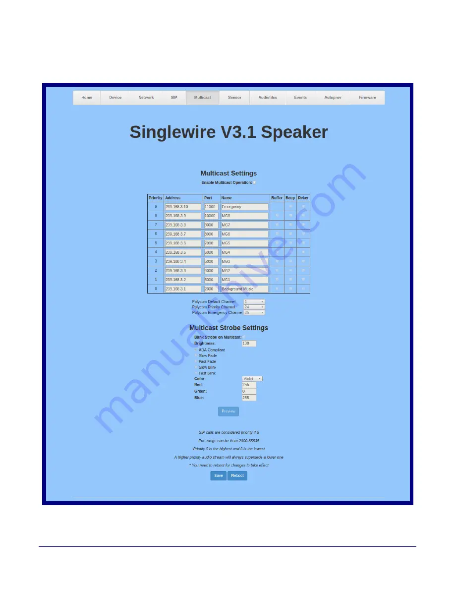 CyberData RAL 9003 Operation Manual Download Page 74