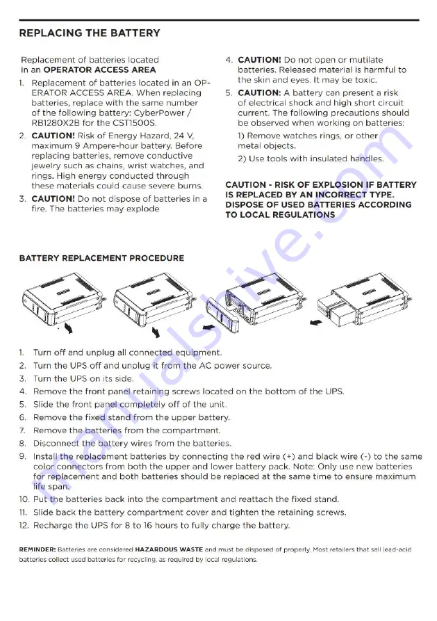 CyberPower CST1500S User Manual Download Page 6