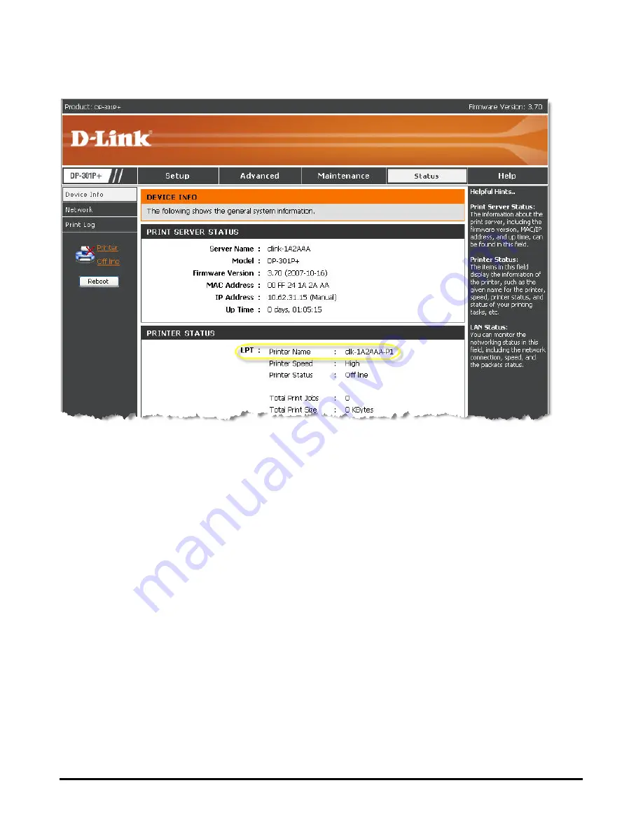 D-Link 301P - DP Print Server Скачать руководство пользователя страница 64