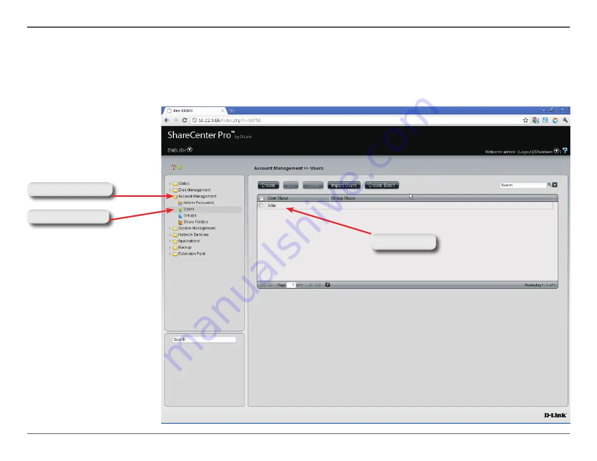 D-Link Share Center Pro 1100 User Manual Download Page 72