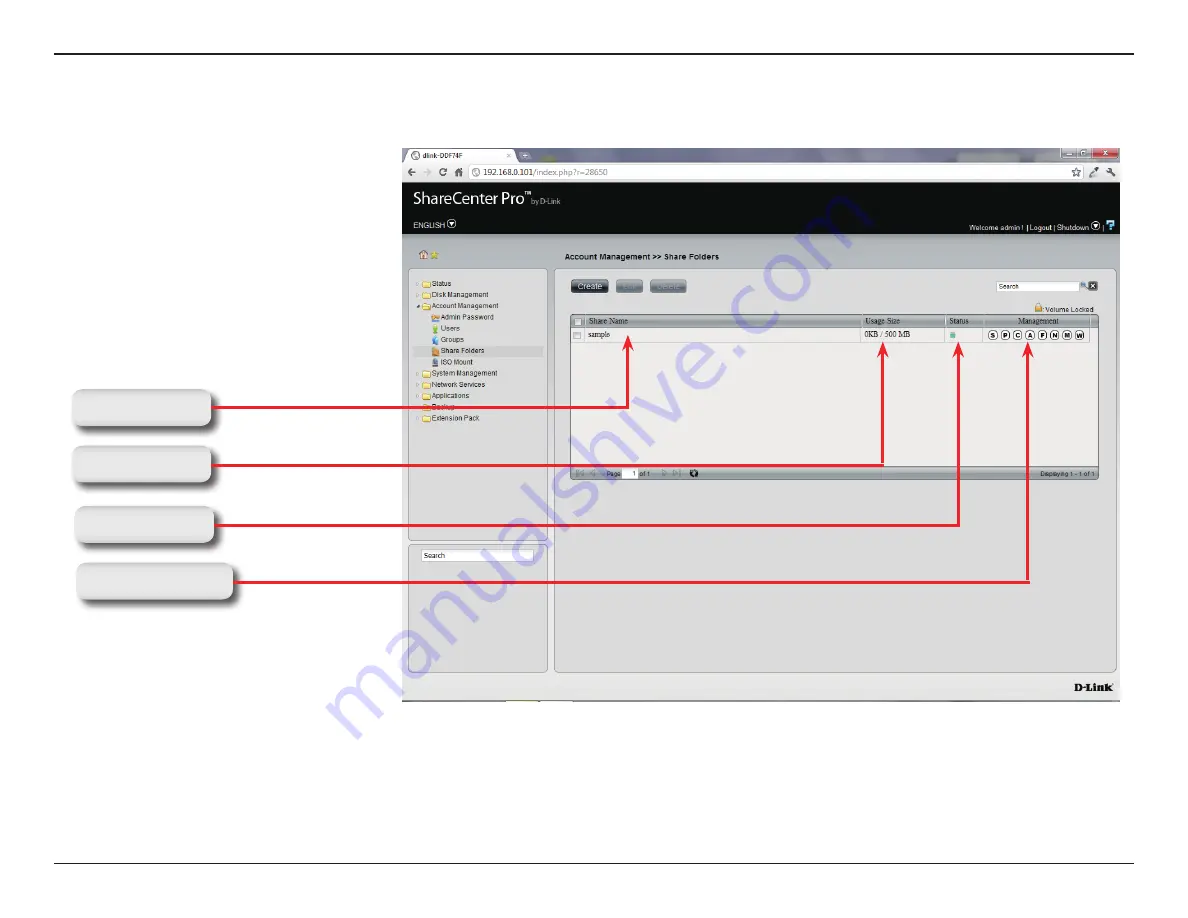 D-Link Share Center Pro 1100 User Manual Download Page 104