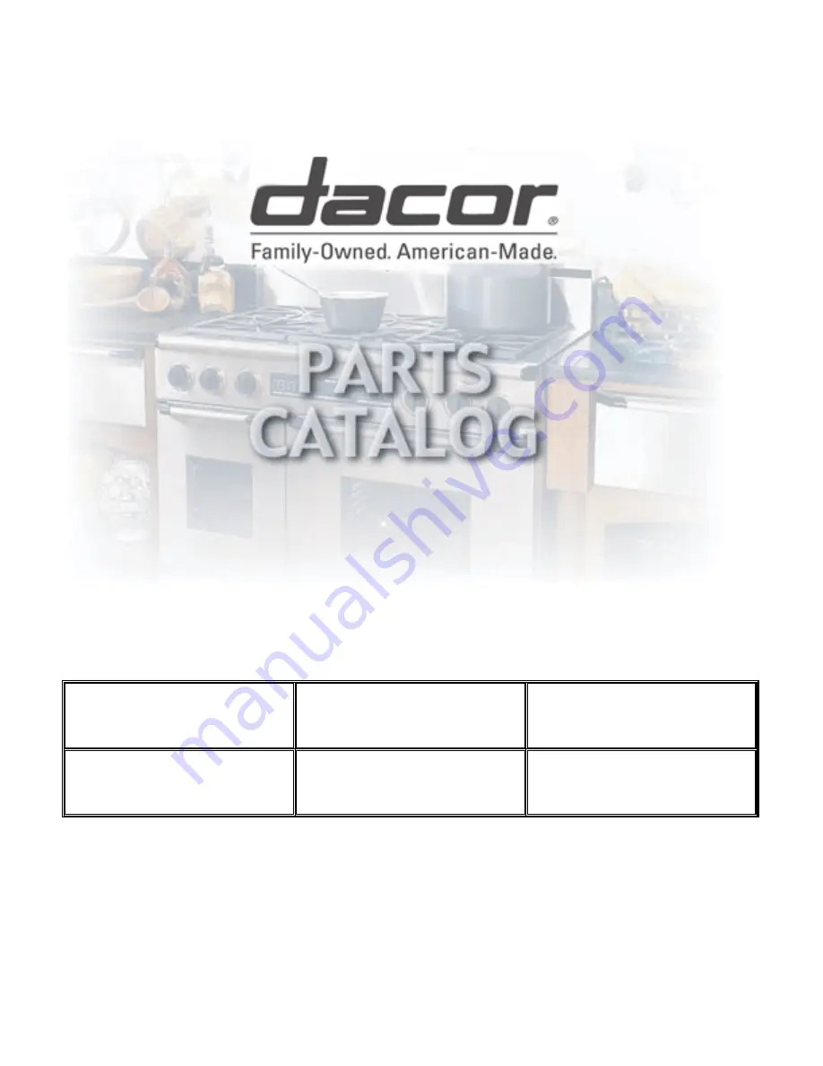 Dacor PMOR3021 Parts Catalog Download Page 1