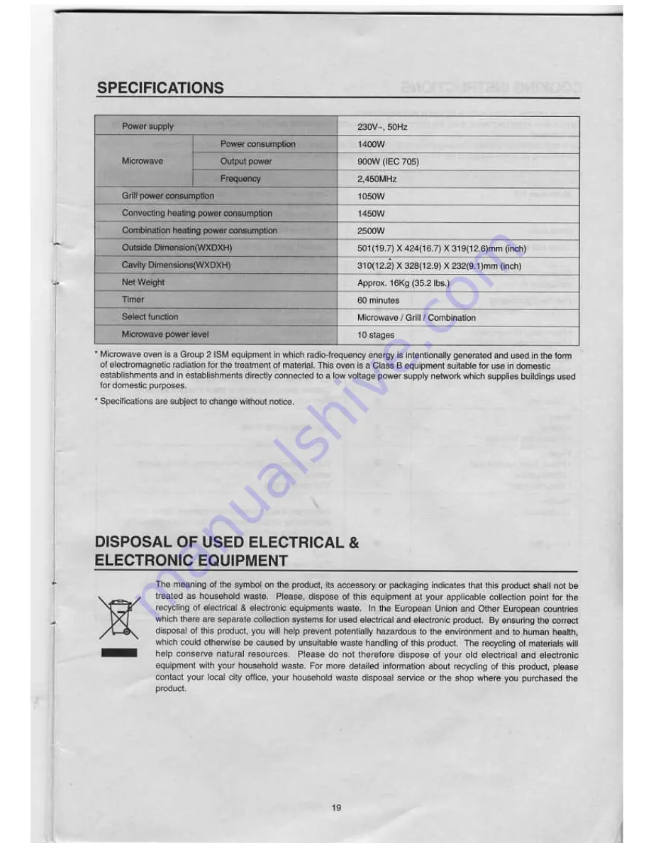 Daewoo KOC-8UOT Owner'S Manual Download Page 20