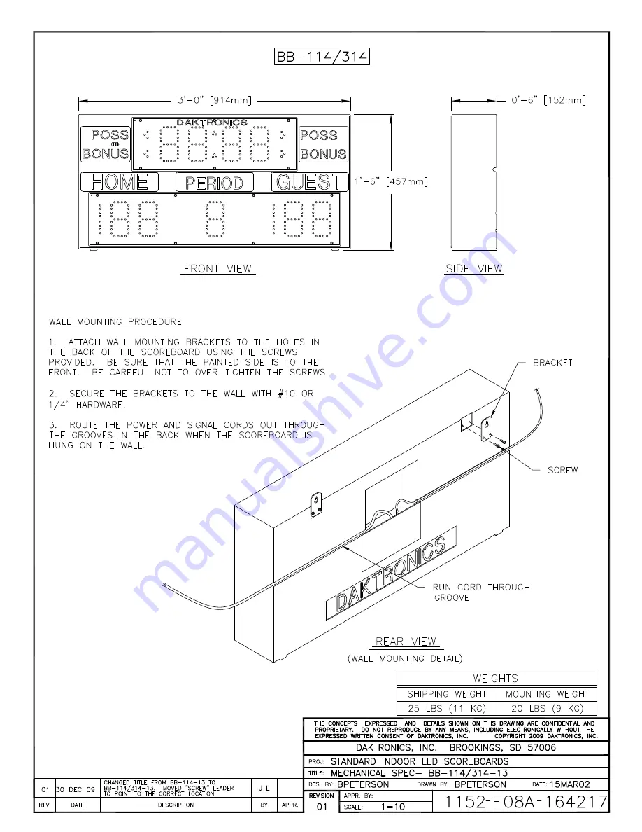 Daktronics BB-114 Скачать руководство пользователя страница 22