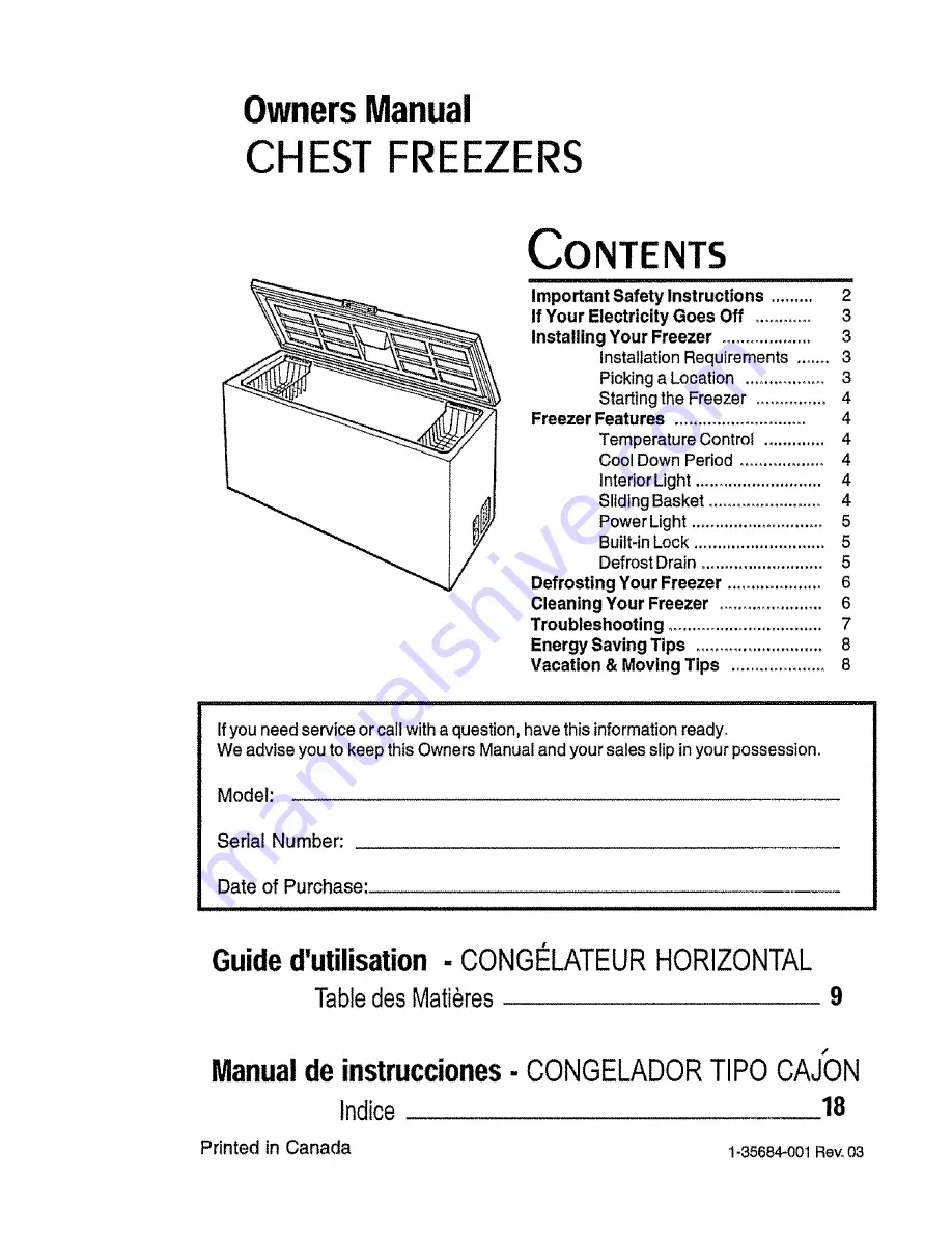 Danby DCF1018W Owner'S Manual Download Page 1