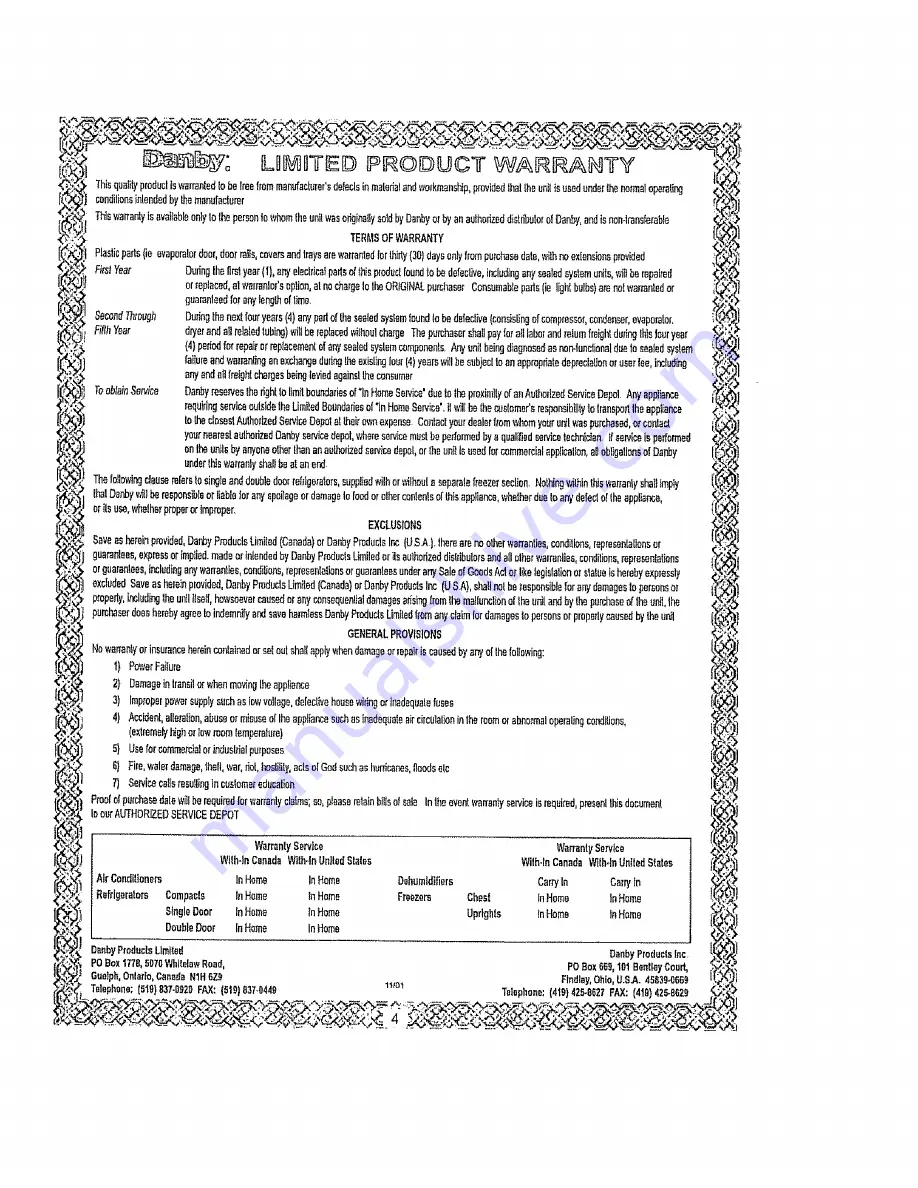 Danby Designer DFF8803W Owner'S Manual Download Page 5