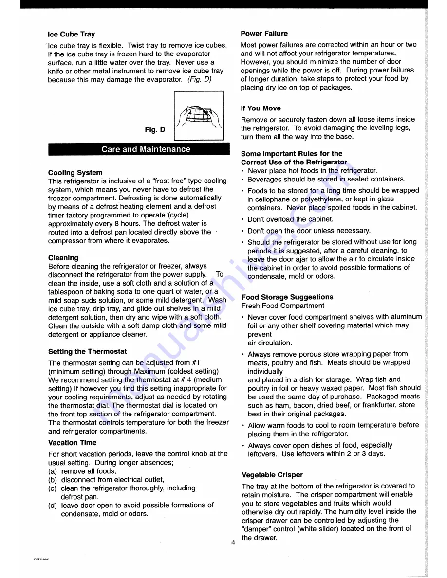 Danby DFF1144W Owner'S Manual Download Page 6