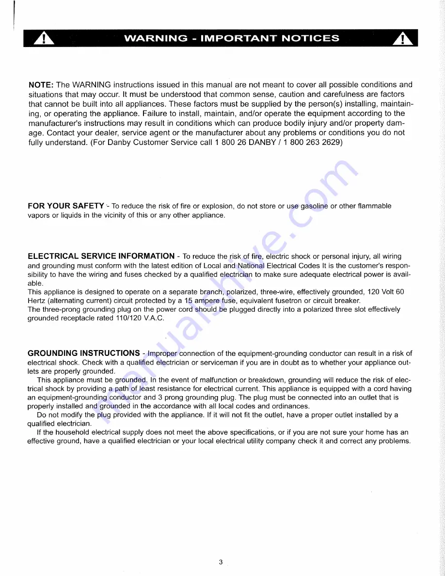 Danby Simplicity SDR506RH Owner'S Manual Download Page 5