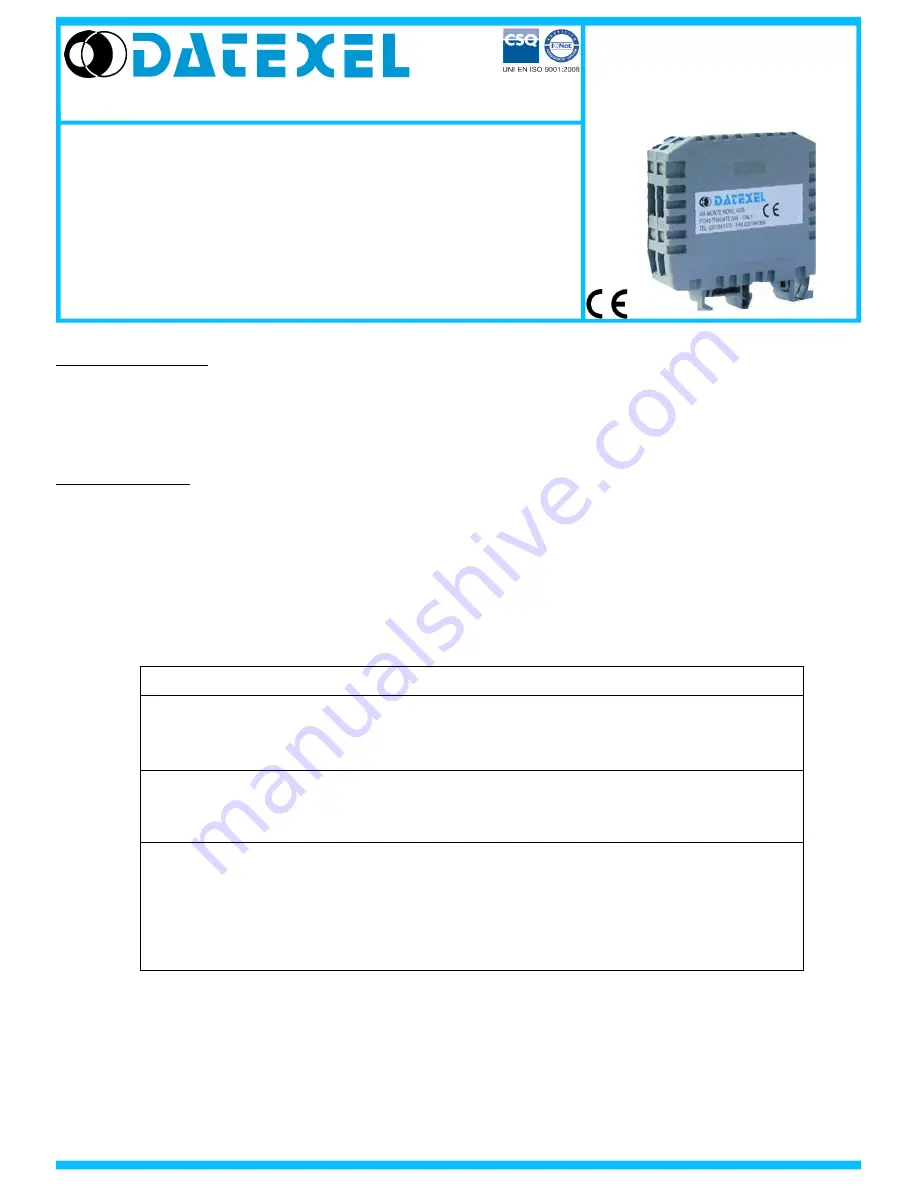 Datexel DAT 411 User Instructions Download Page 1