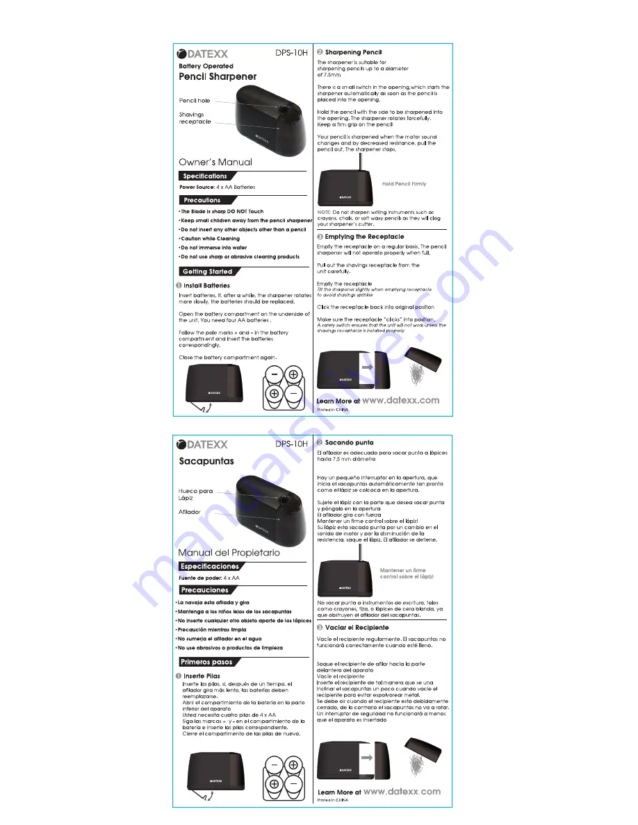 Datexx DPS-10H Owner'S Manual Download Page 1