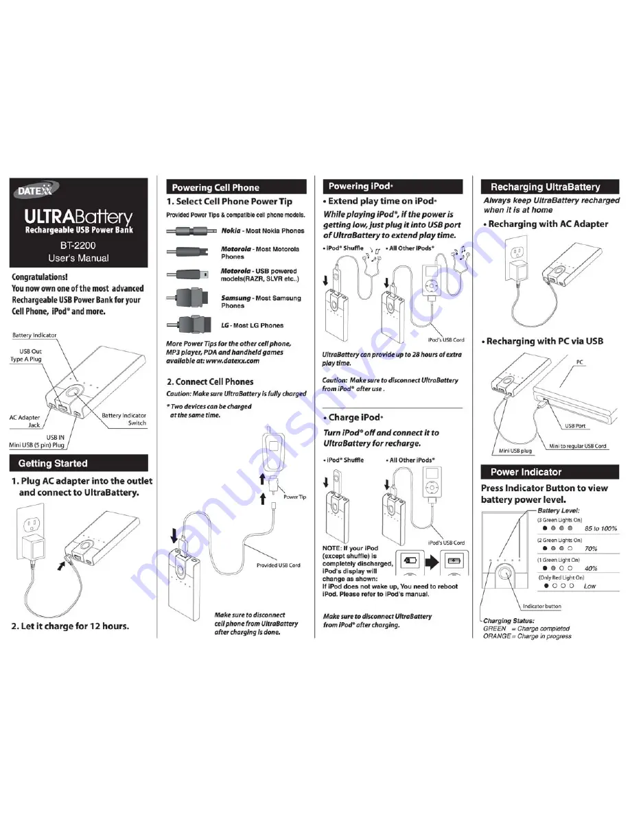 Datexx UltraBattery BT-2200 User Manual Download Page 1