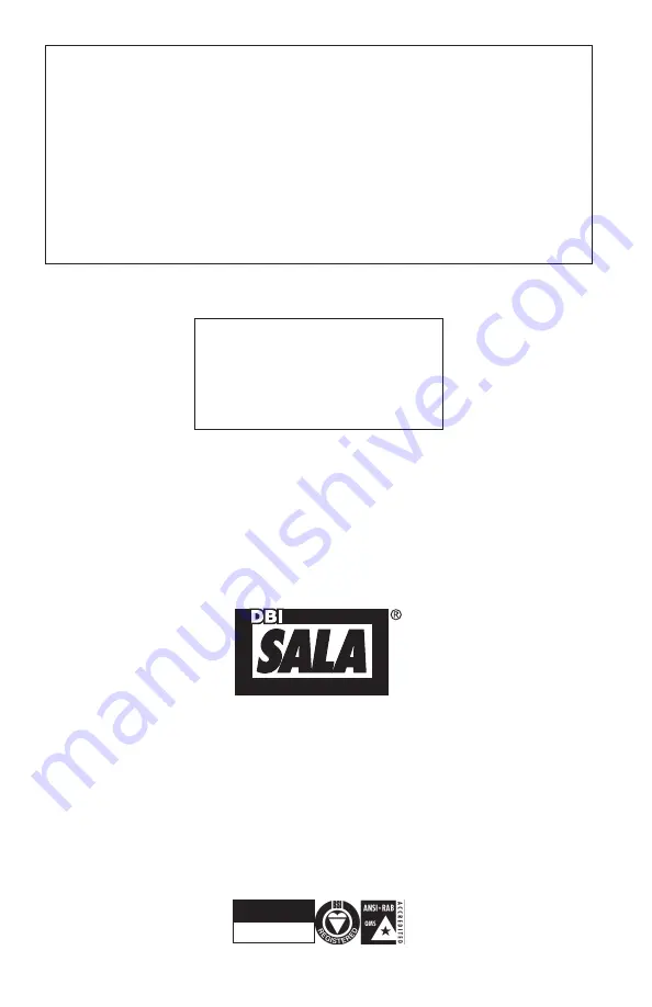 DBI SALA 3400800 User Instruction Manual Download Page 8