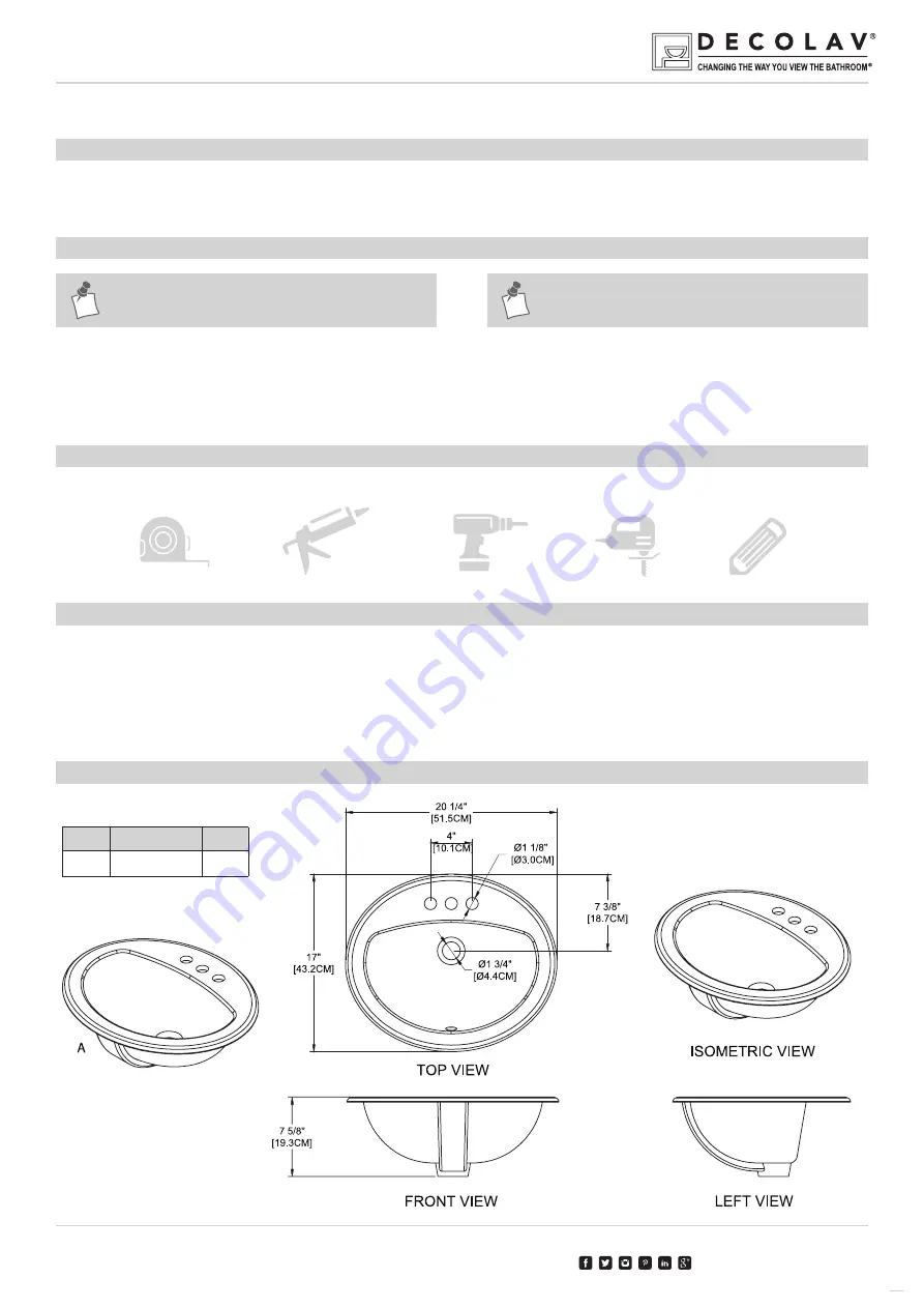 Decolav 1436-4-CWH Use And Care Manual Download Page 1