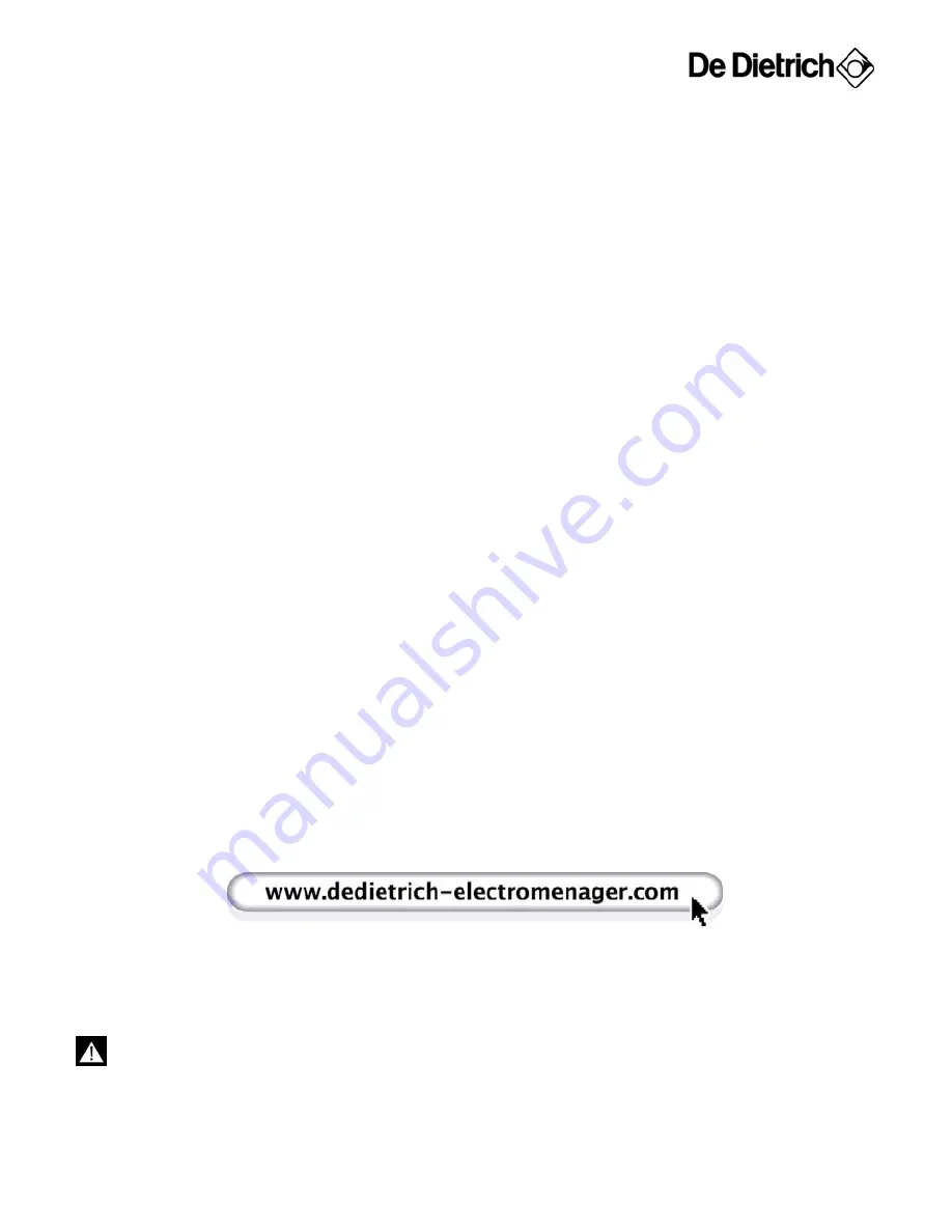 DeDietrich DHT1196X Instruction On Mounting And Use Manual Download Page 10