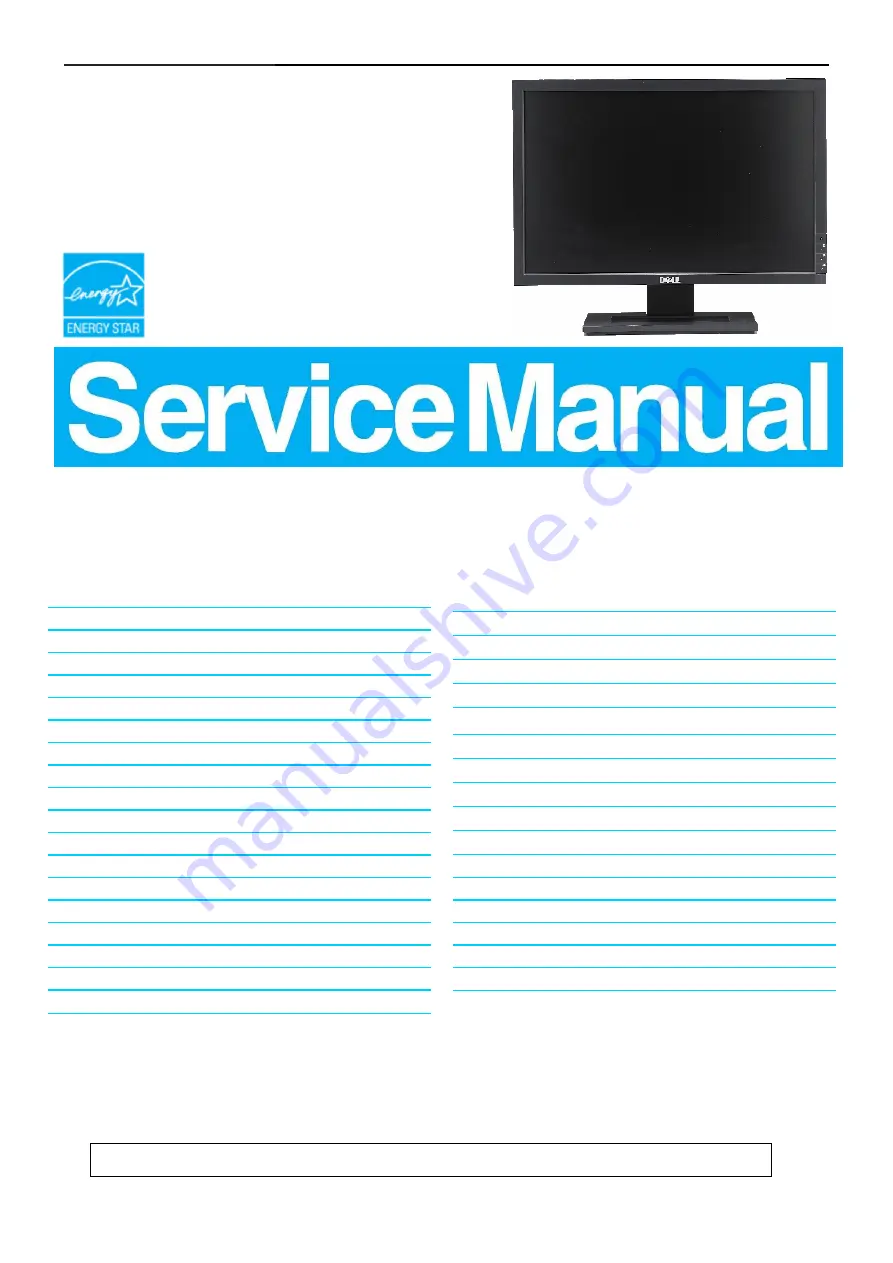 Dell E2209Wc Service Manual Download Page 1