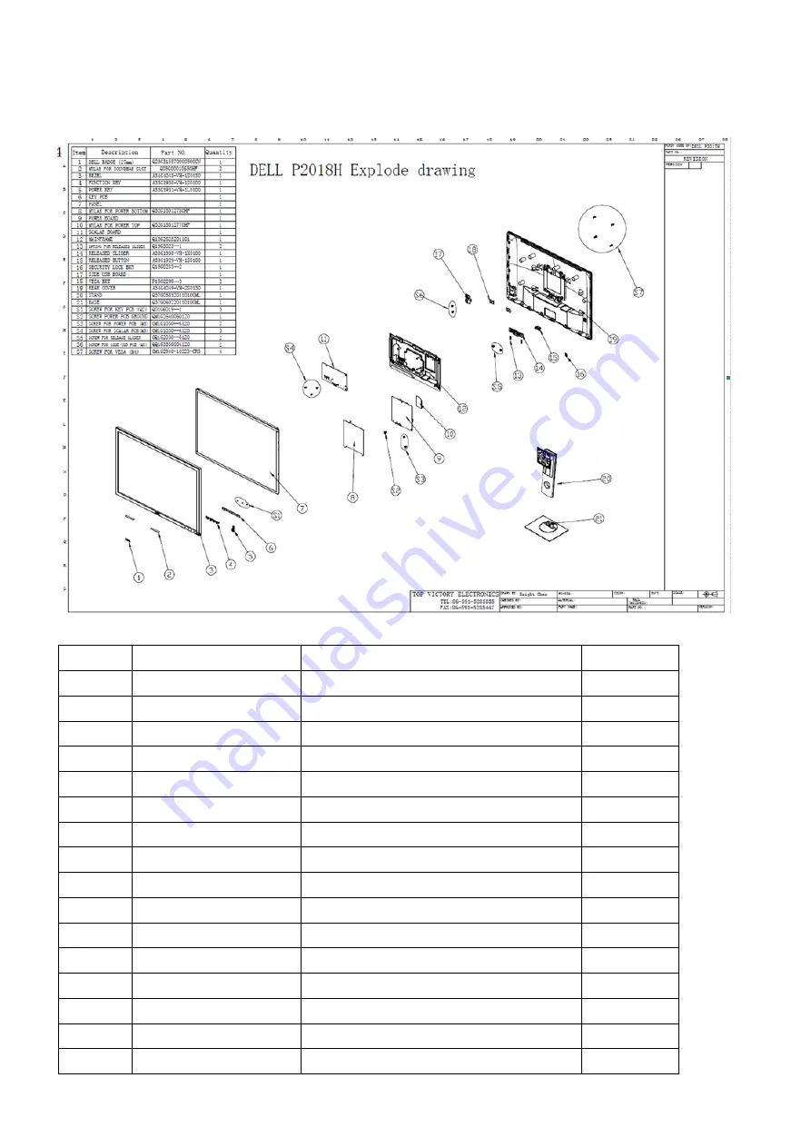 Dell P2018H Service Manual Download Page 3