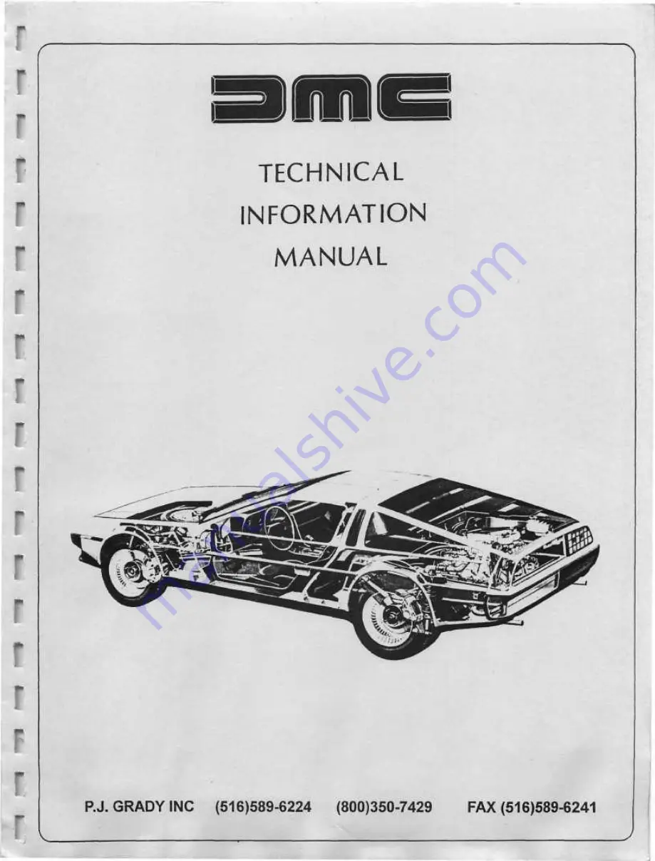 Delorean DMC-12 1981 Technical Information Manual Download Page 1