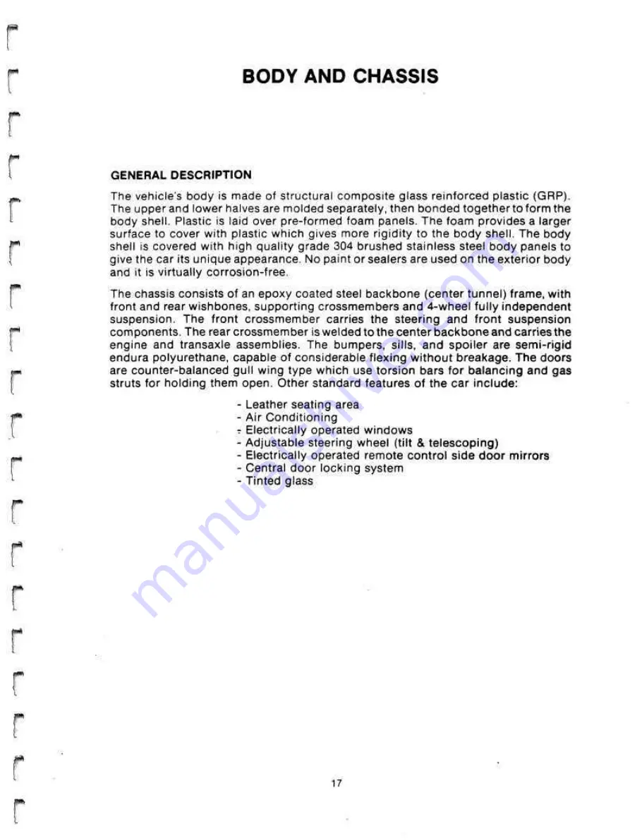 Delorean DMC-12 1981 Technical Information Manual Download Page 23