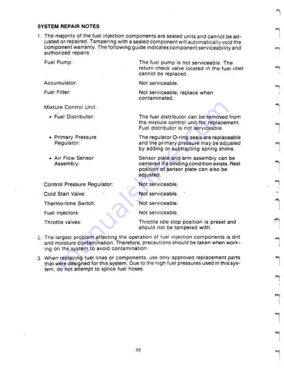 Delorean DMC-12 1981 Technical Information Manual Download Page 60