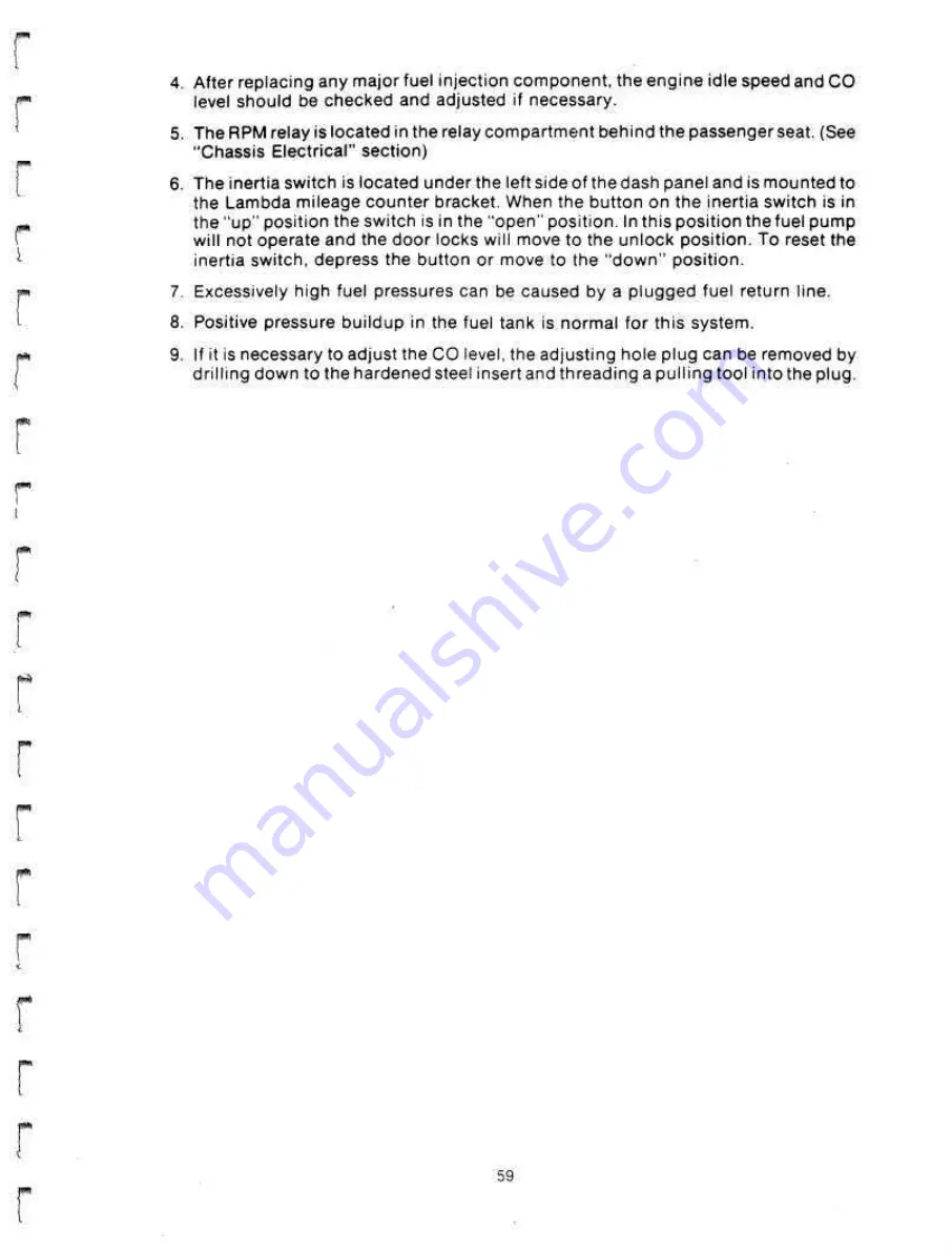 Delorean DMC-12 1981 Technical Information Manual Download Page 61