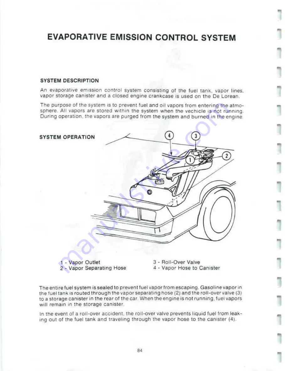 Delorean DMC-12 1981 Technical Information Manual Download Page 85