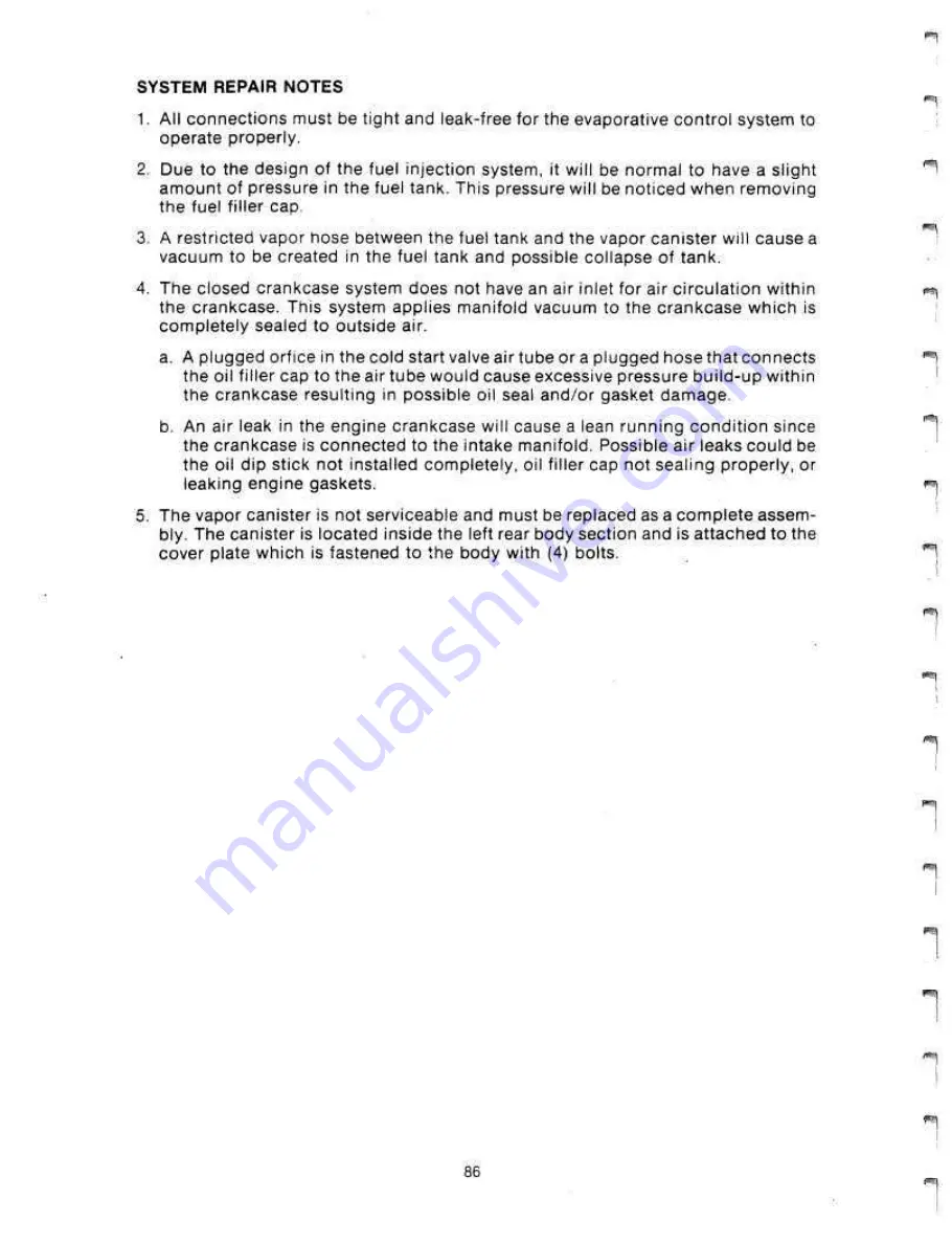 Delorean DMC-12 1981 Technical Information Manual Download Page 87