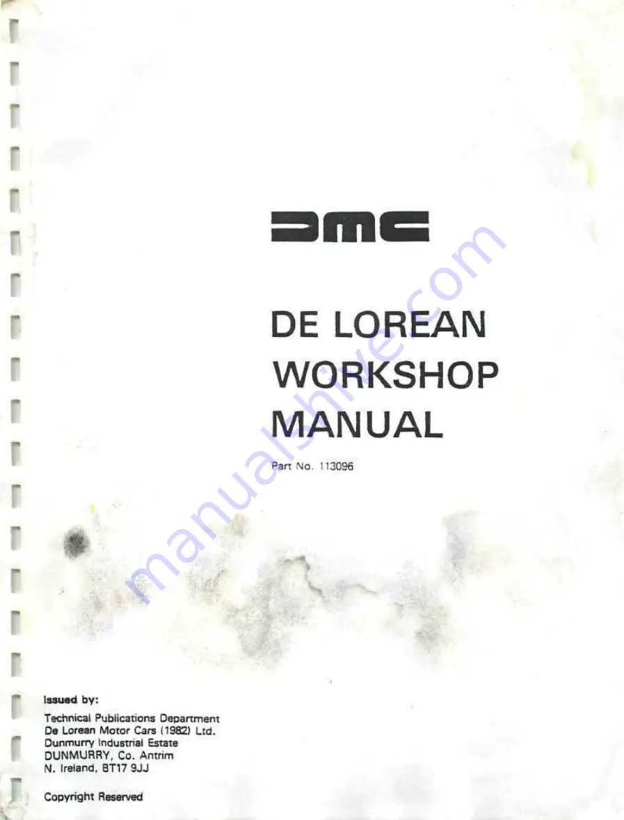 Delorean DMC Workshop Manual Download Page 3