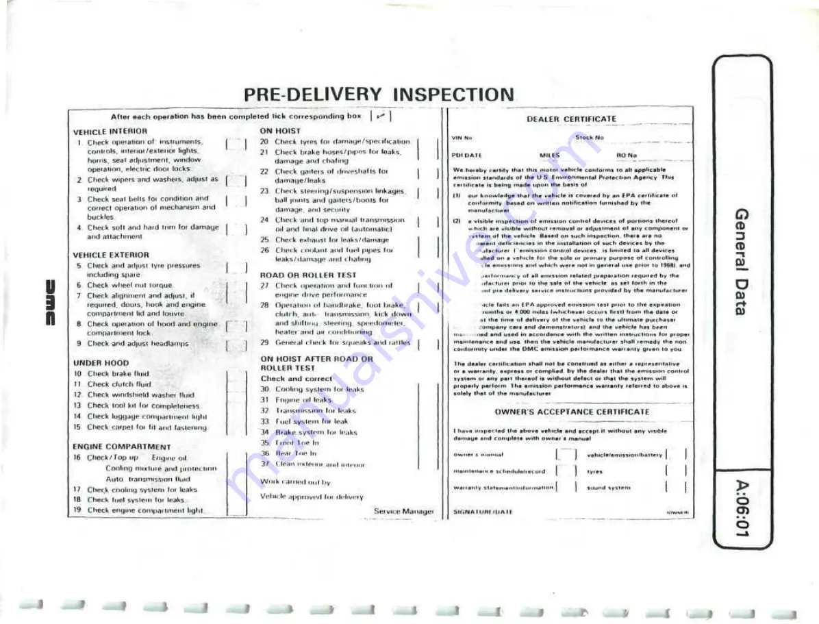 Delorean DMC Workshop Manual Download Page 21