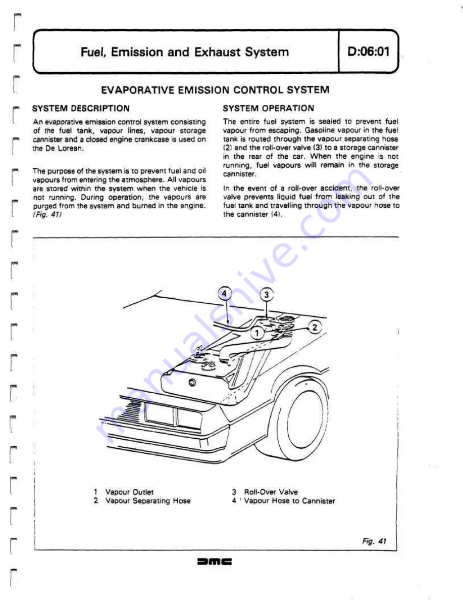 Delorean DMC Workshop Manual Download Page 126