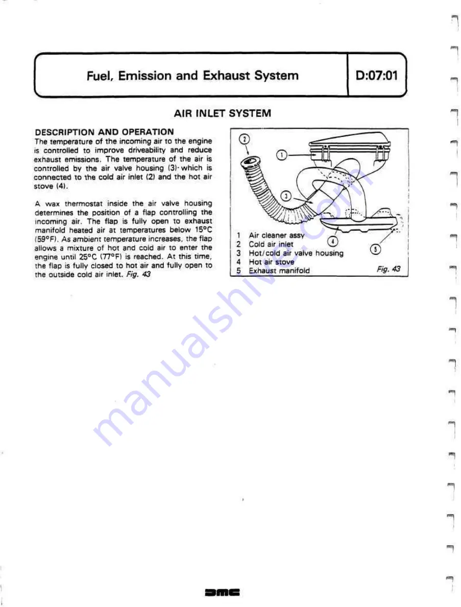 Delorean DMC Workshop Manual Download Page 129