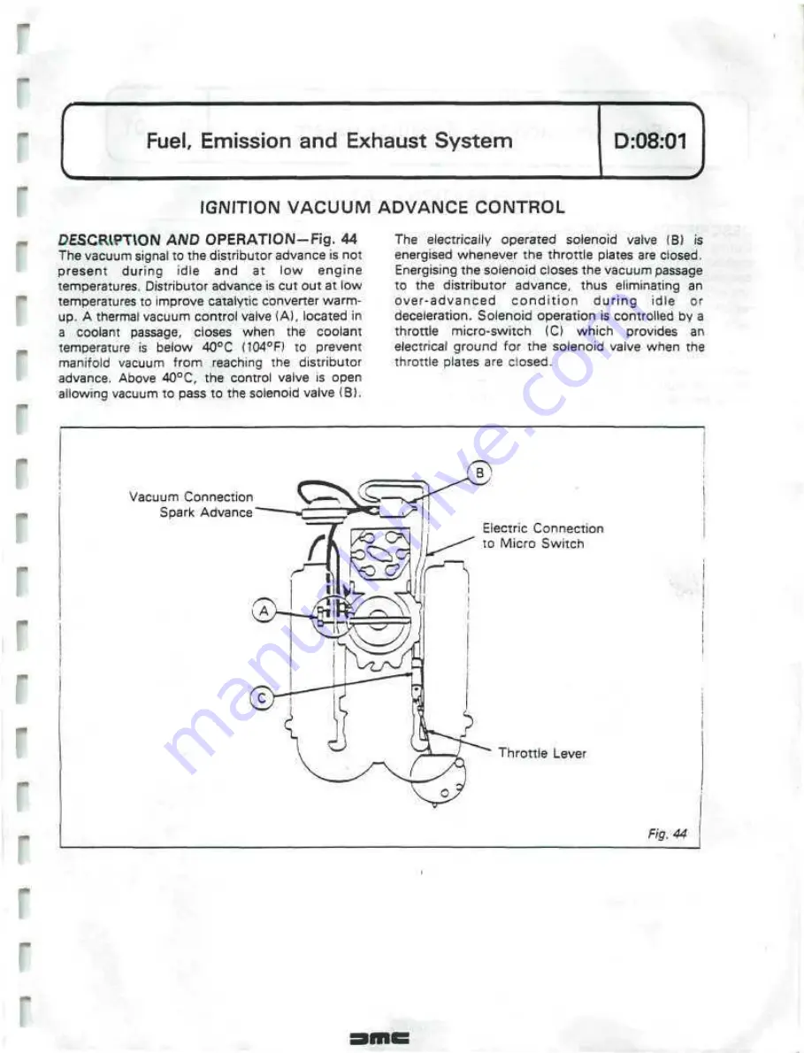 Delorean DMC Workshop Manual Download Page 130