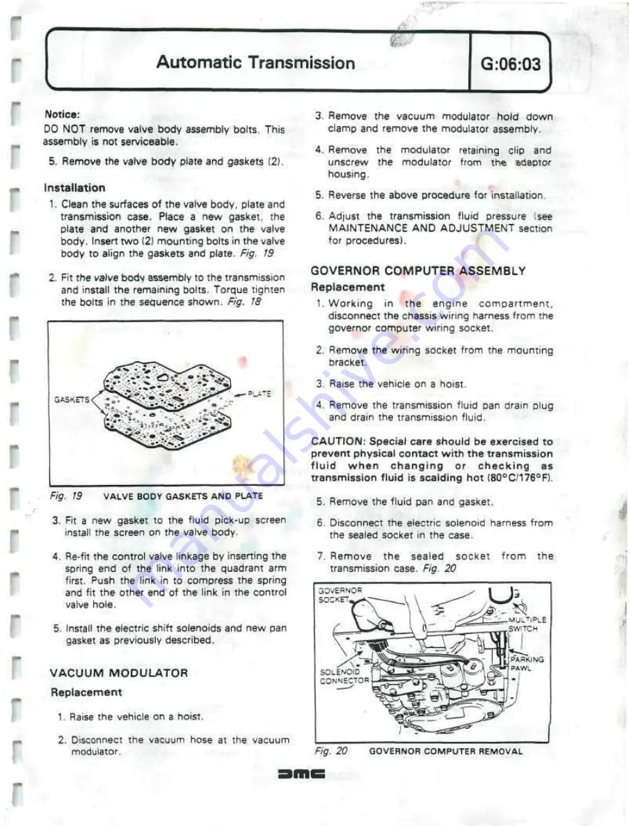 Delorean DMC Workshop Manual Download Page 186