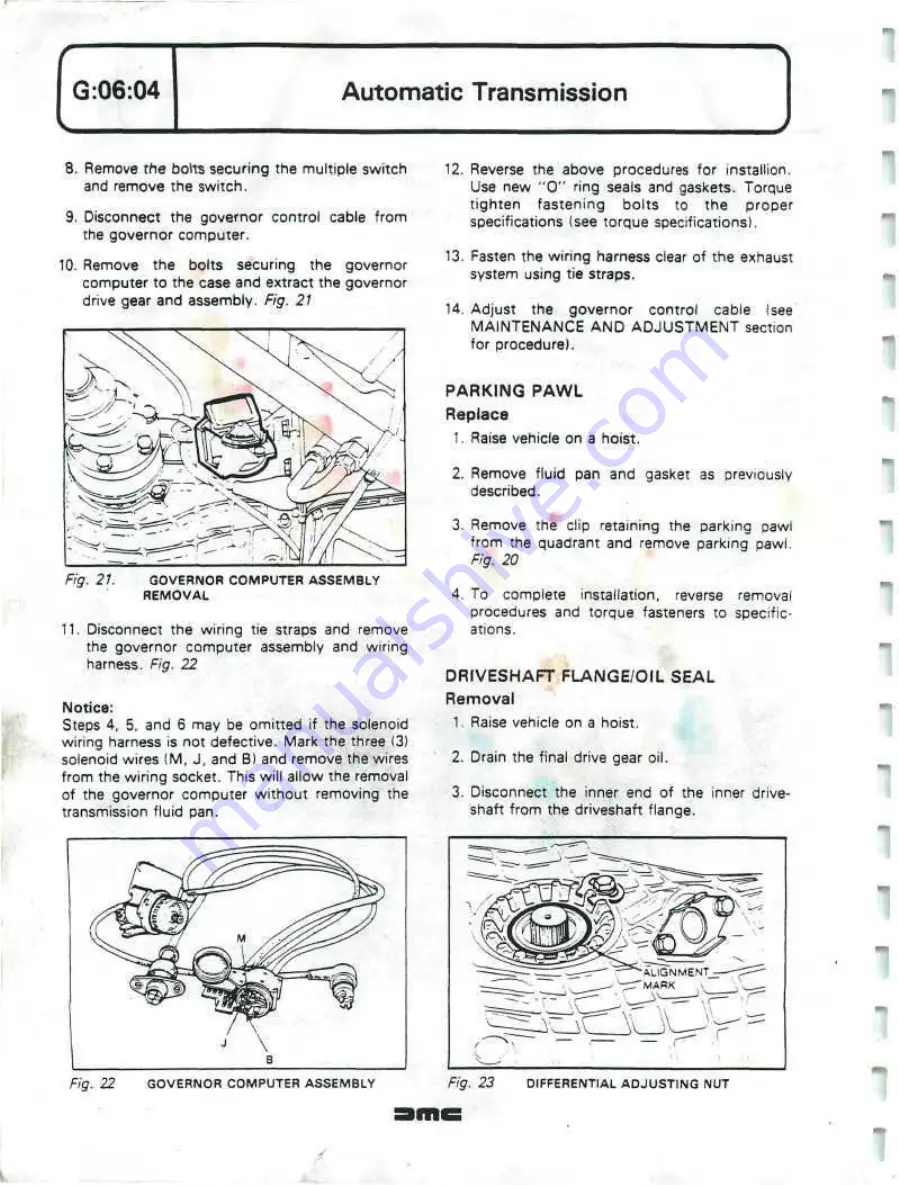 Delorean DMC Workshop Manual Download Page 187