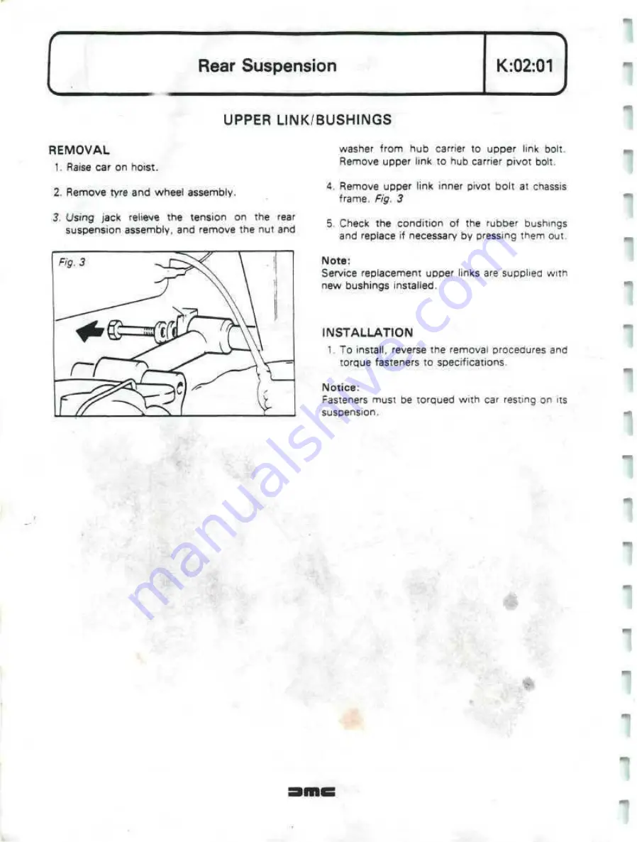 Delorean DMC Workshop Manual Download Page 244