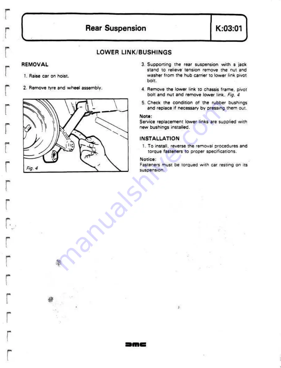 Delorean DMC Workshop Manual Download Page 245