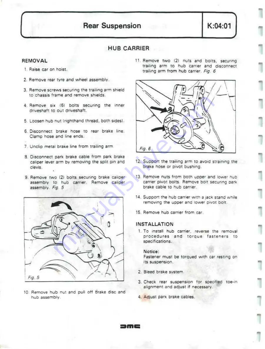 Delorean DMC Workshop Manual Download Page 246