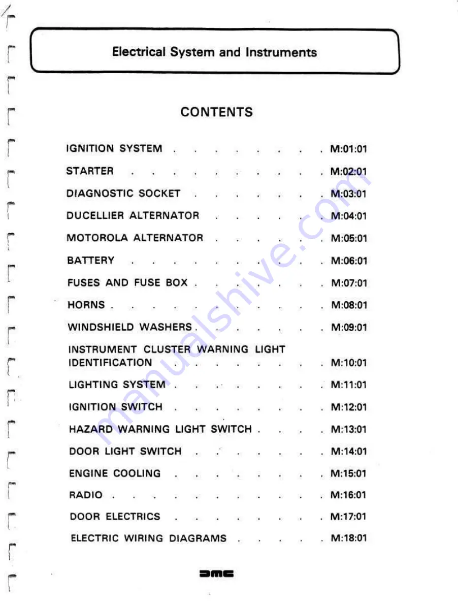 Delorean DMC Workshop Manual Download Page 274