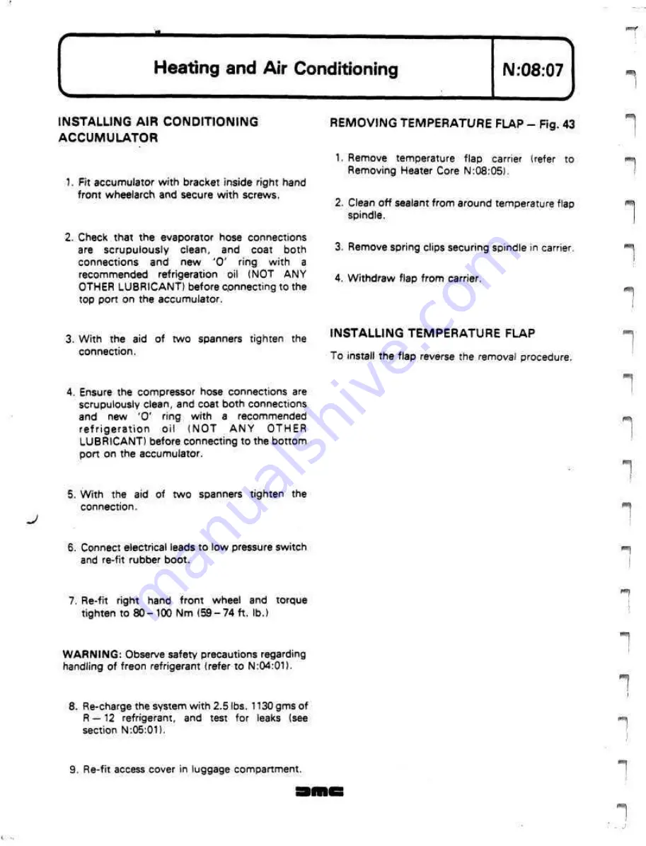 Delorean DMC Workshop Manual Download Page 377