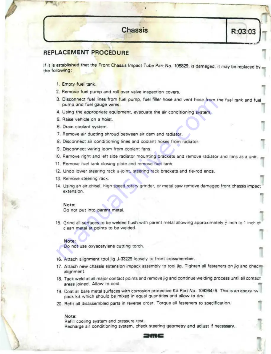 Delorean DMC Workshop Manual Download Page 453