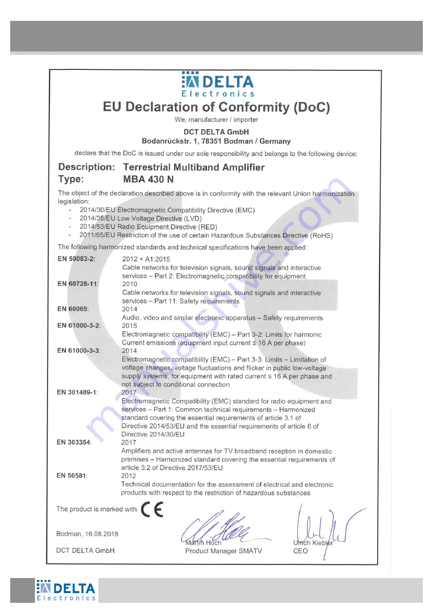 Delta Electronics MBA 430 N User Manual Download Page 10