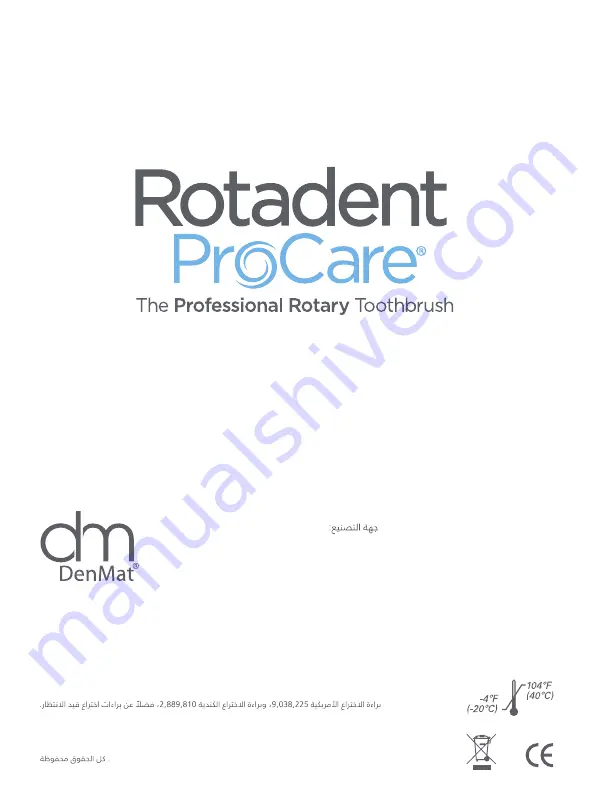 DenMat Rotadent ProCare 94000N Instructions For Use Manual Download Page 84