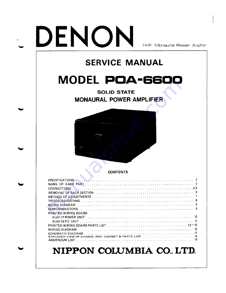 Denon POA-6600 Service Manual Download Page 1