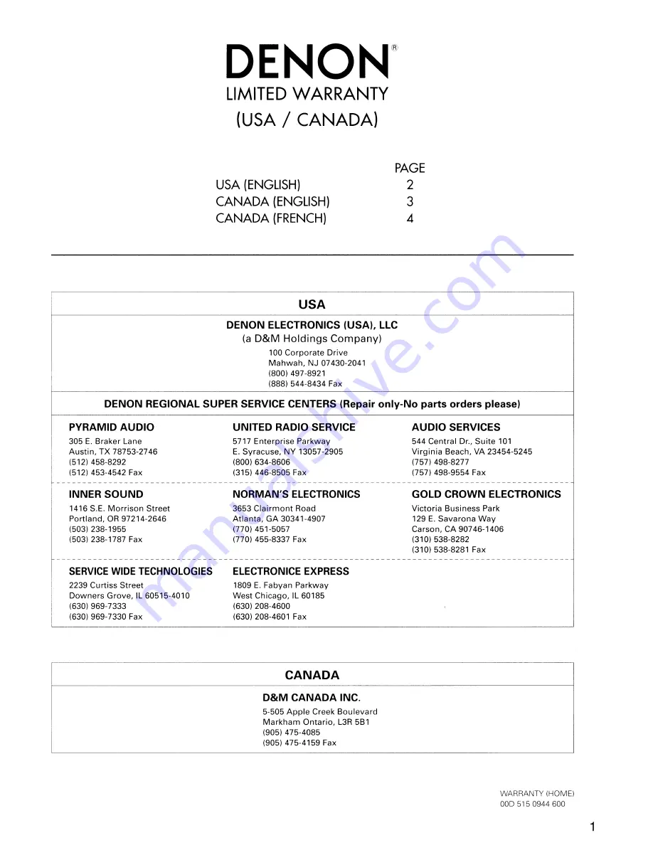 Denon POA-A1HDCI Owner'S Manual Download Page 20